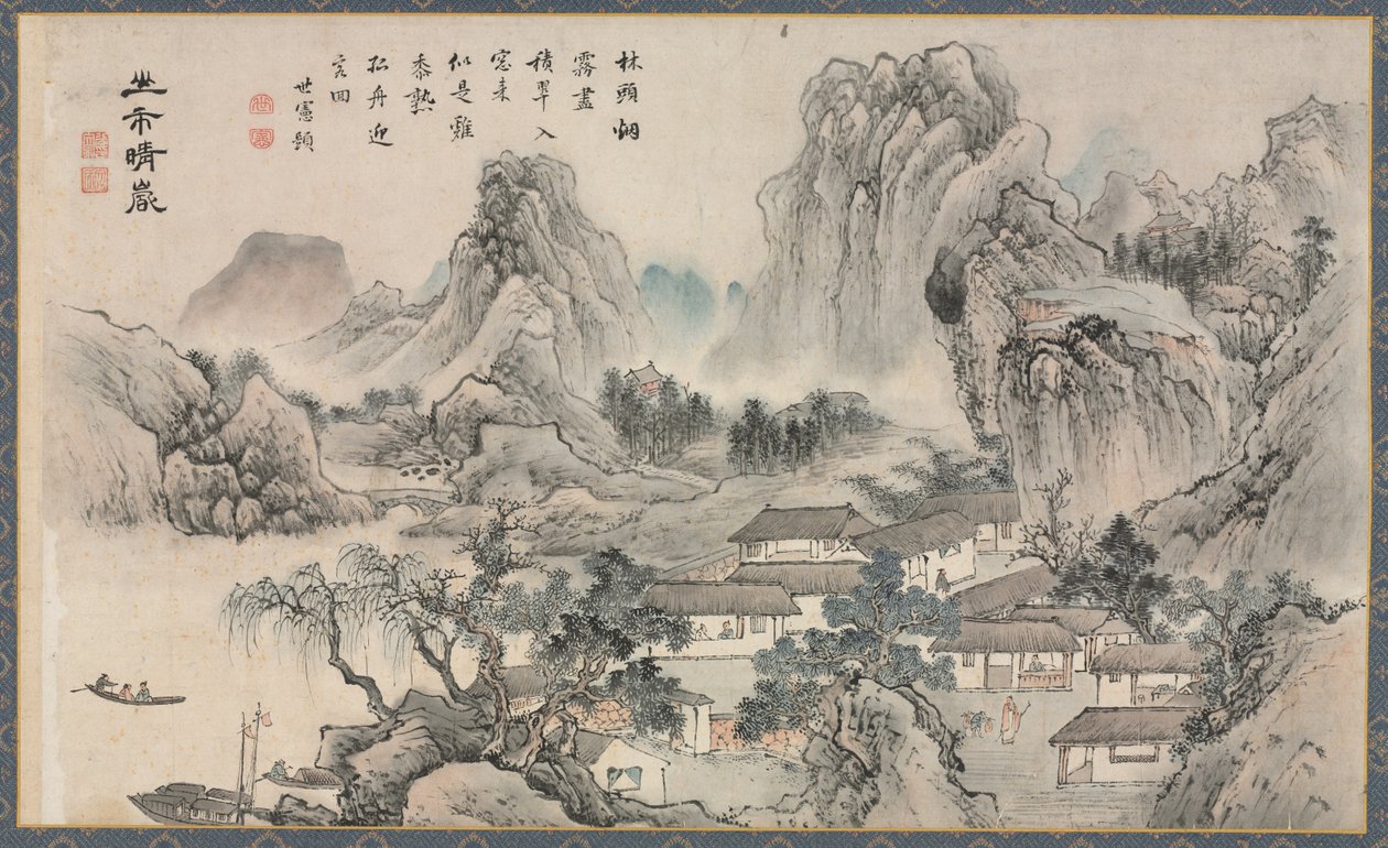Udsigt over floderne Xiao og Xiang af Tani Buncho