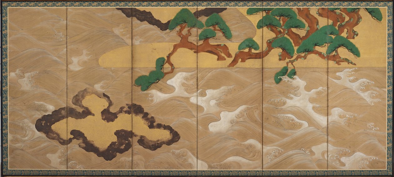 Bølger ved Matsushima, Edo-perioden (blæk, farve, guld og sølv på papir) af Tawaraya Sotatsu