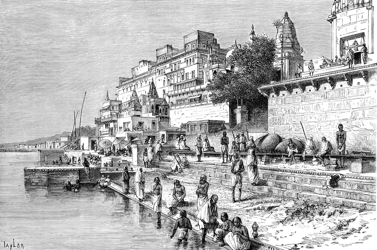 Benares Varanasi, Indien, 1895. af Taylor