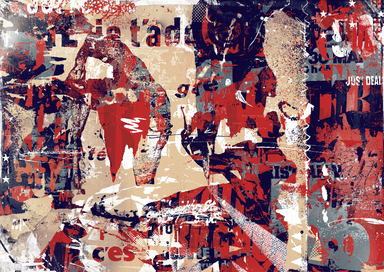 Abstraktion I, 2016 (Collage på lærred) af Teis Albers