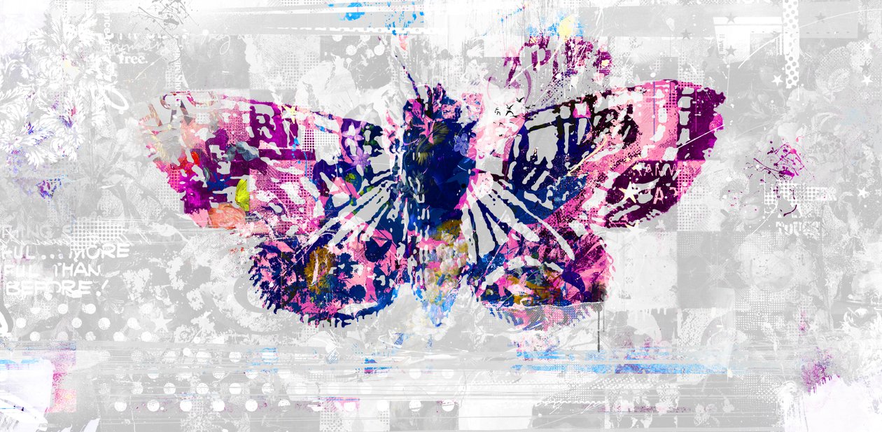 Butterfly Silhouette, 2016 (Collage på lærred) af Teis Albers
