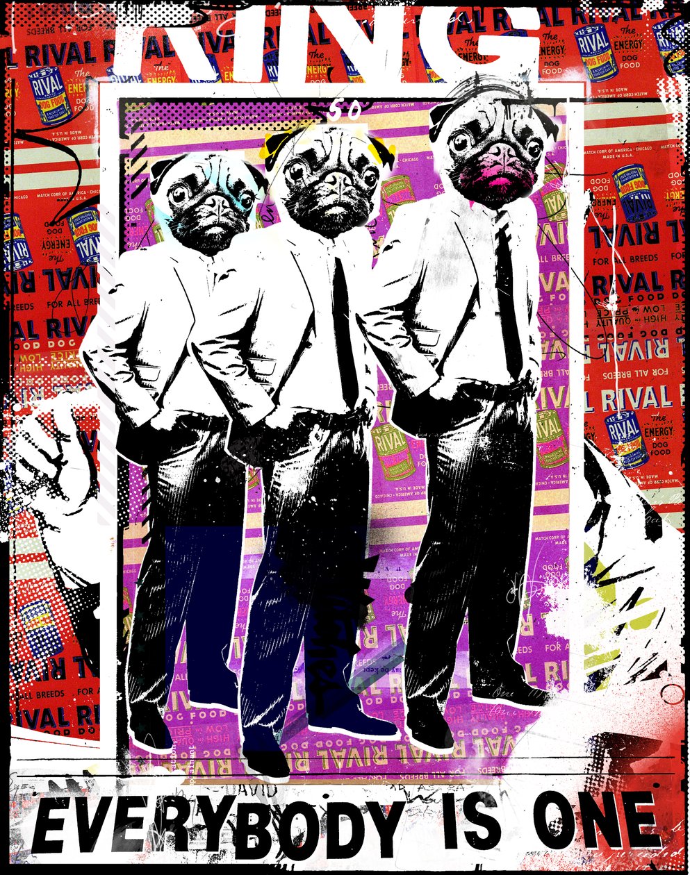 Everybody is one, 2017 (Collage på lærred) af Teis Albers