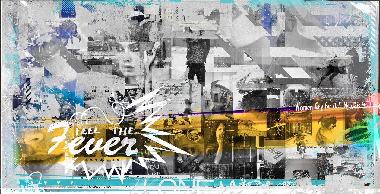 Feel the Fever, 2018 (kollaasi kankaalle) af Teis Albers