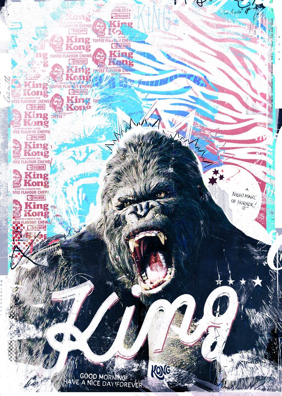 King, 2017 (Collage på lærred) af Teis Albers