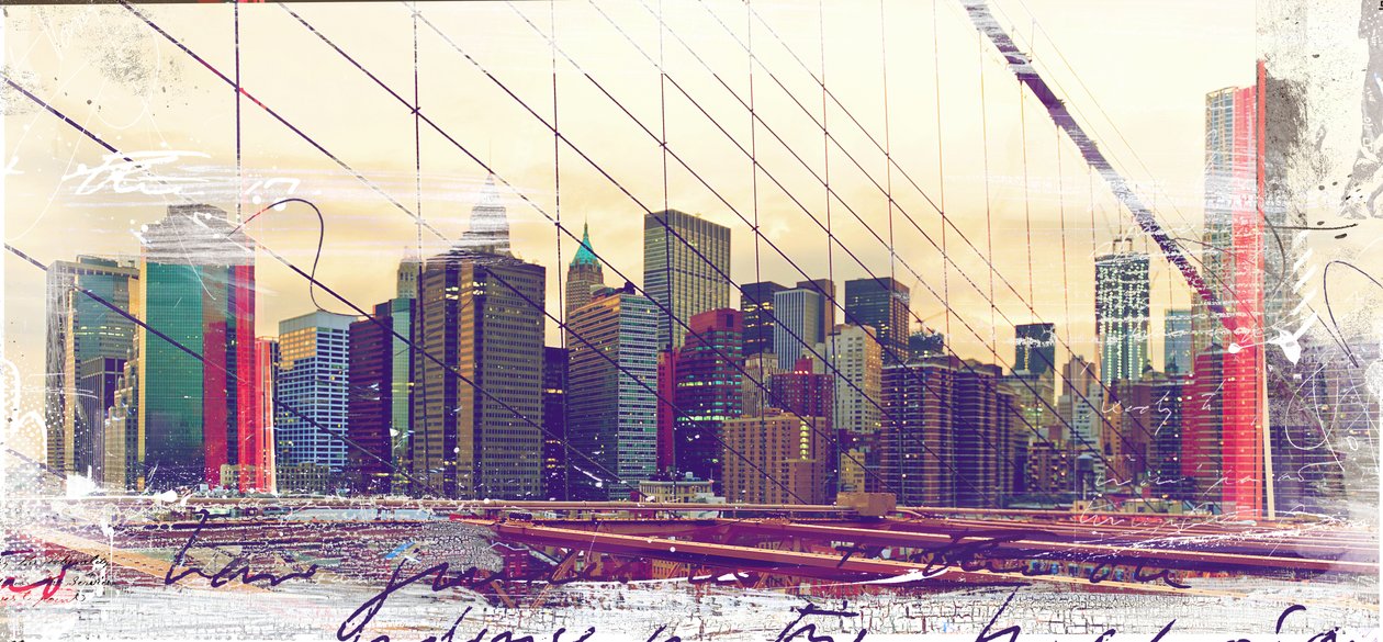 NYC Bridges, 2015 (Collage på lærred) af Teis Albers