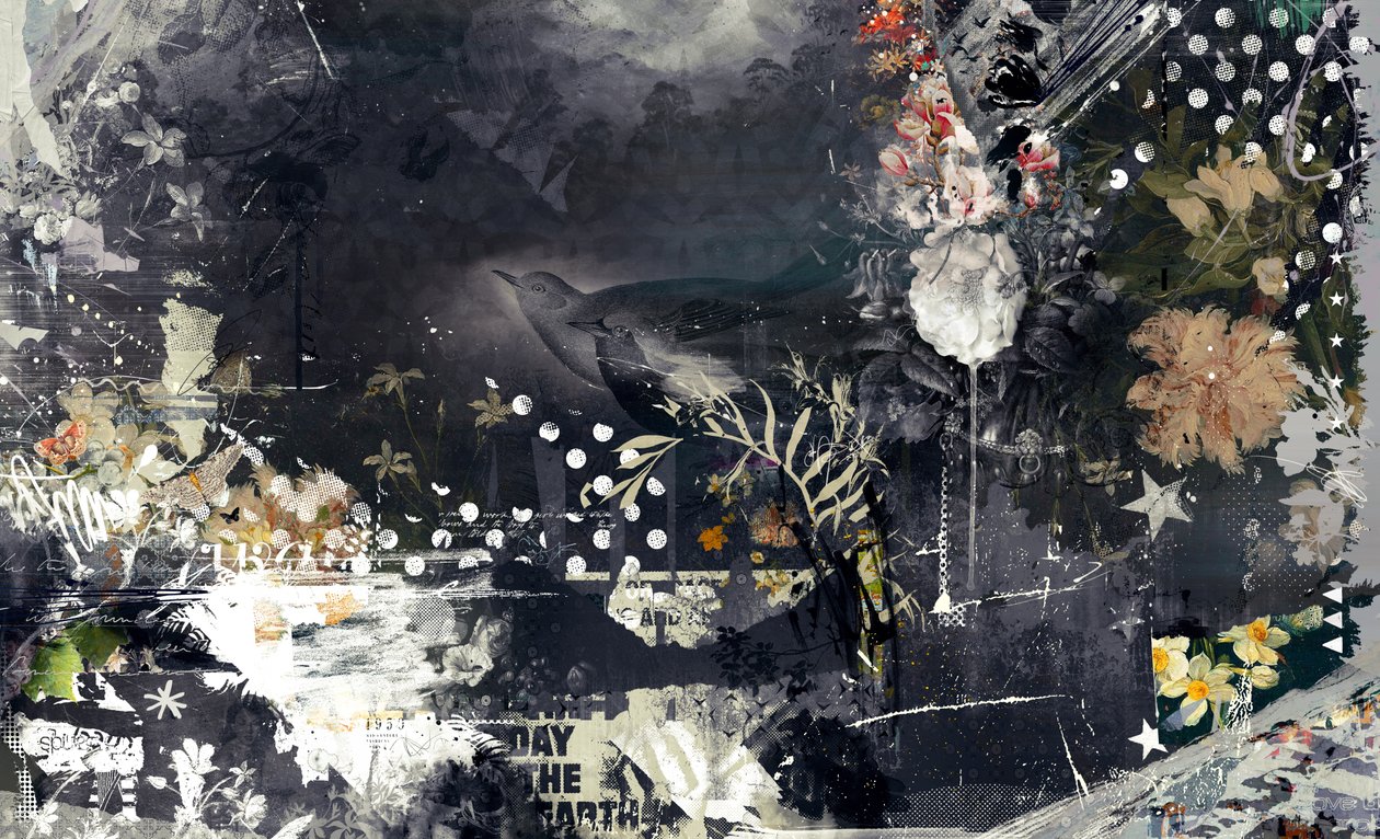 On a Branch, 2015 (Collage på lærred) af Teis Albers