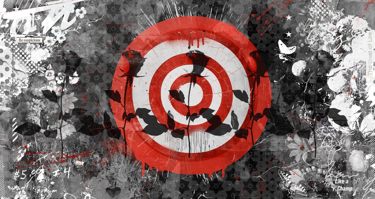 Target Rose, 2014 (Collage på lærred) af Teis Albers