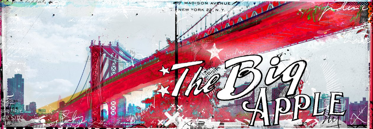 The Big Apple, 2014 (Collage på lærred) af Teis Albers