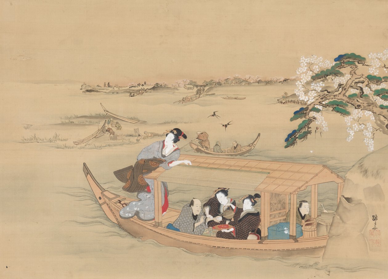 Båd til Yoshiwara, 1800-tallet. af Teisai Hokuba