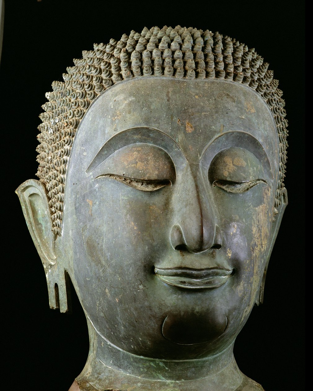 Hovedet af en kæmpe Buddha (bronze) af Thai