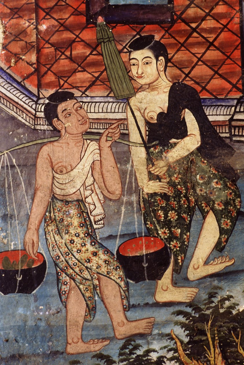 Thai kvinder (vægmaleri) af Thai School