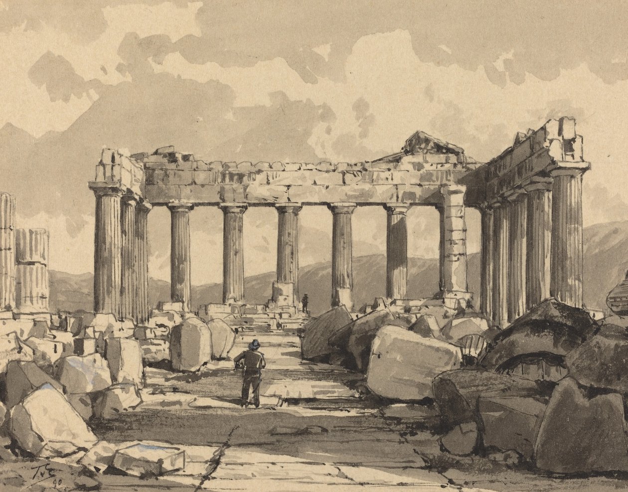 Parthenon, indeni, 1890. af Themistocles von Eckenbrecher