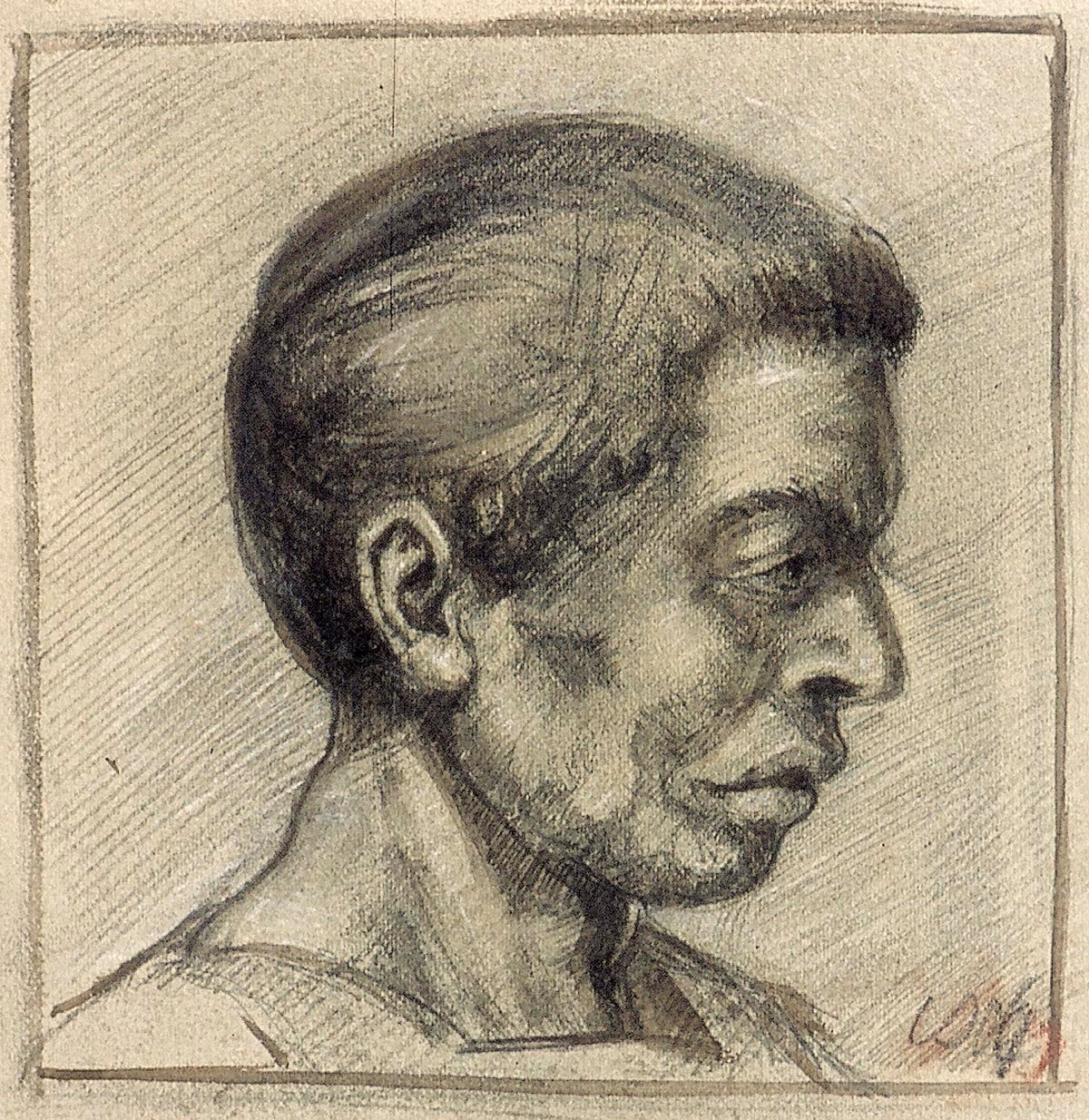 Portræt af en mand i profil af Theo van Doesburg