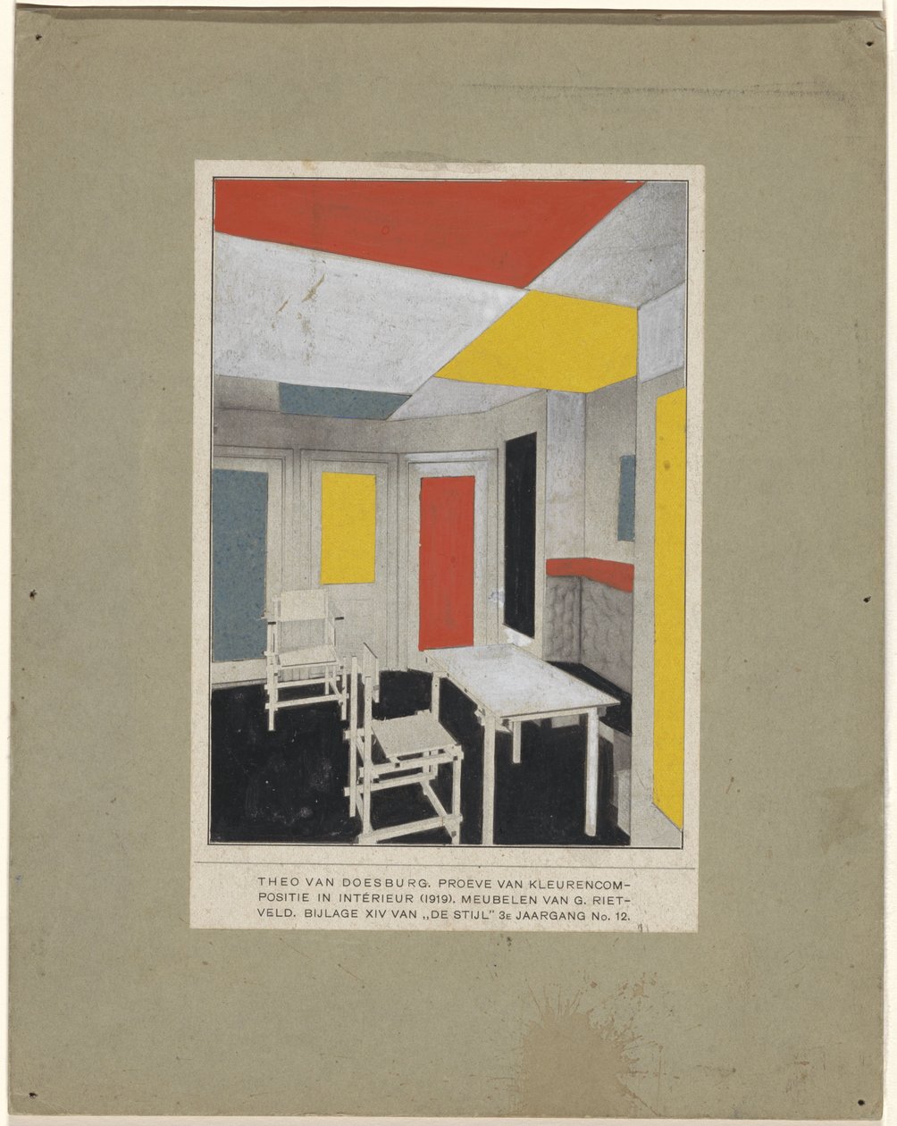 "Farveløsning" Farvesammensætning i interiøret af Theo van Doesburg