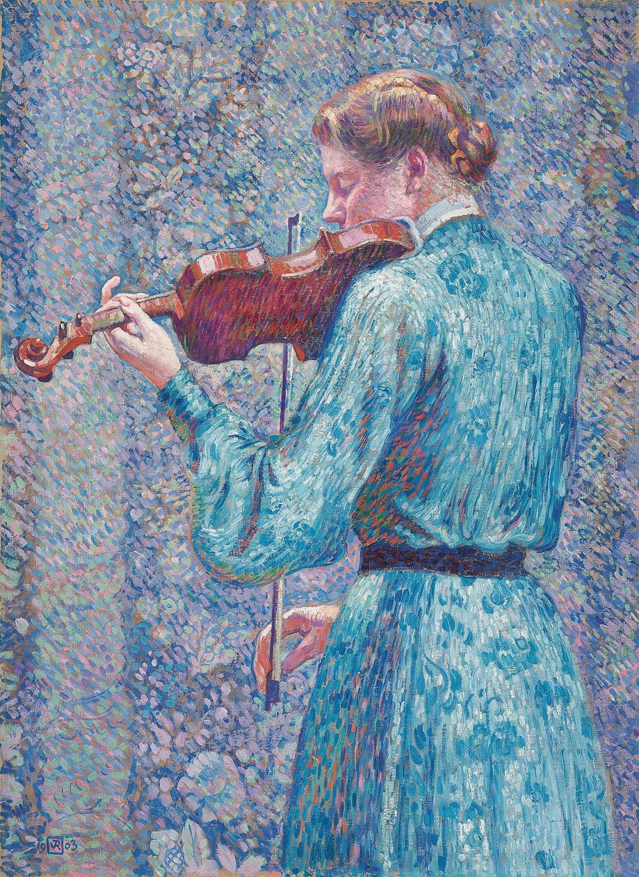 Marie-Anne Weber spiller på violin, 1903 af Théo van Rysselberghe