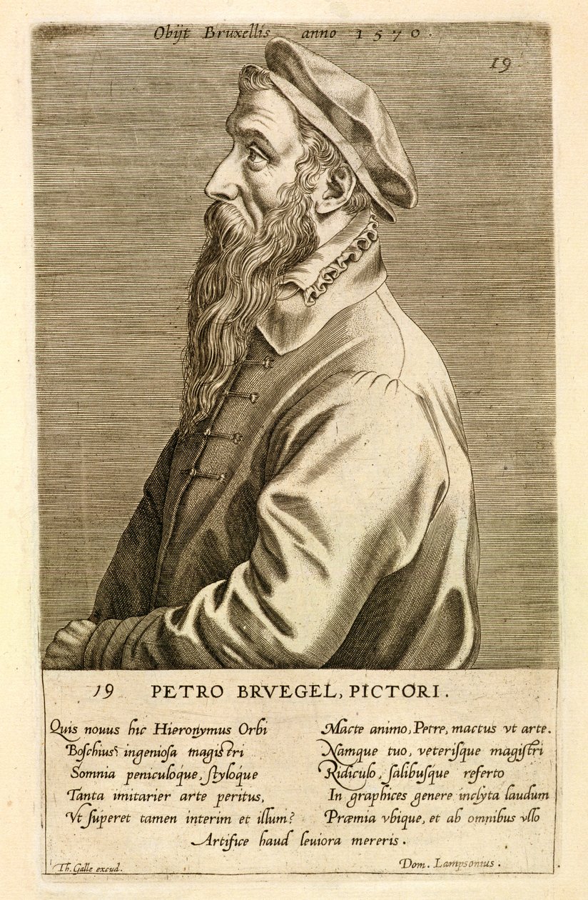 Portræt af Pieter Brueghel den Ældre (ca. 15278-69) pub. 1572 af Theodor Galle