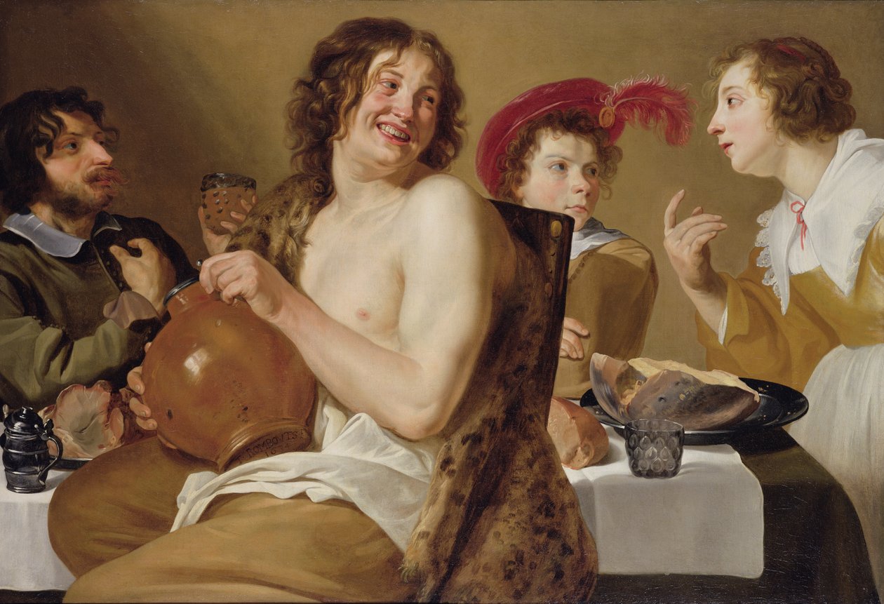 Figurer, der spiser og drikker omkring et bord, 1634 af Theodor Rombouts