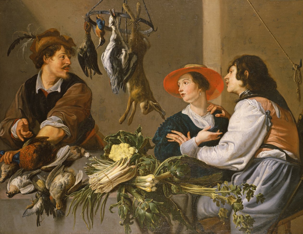 Vildt og grøntsager sælgere af Theodor Rombouts