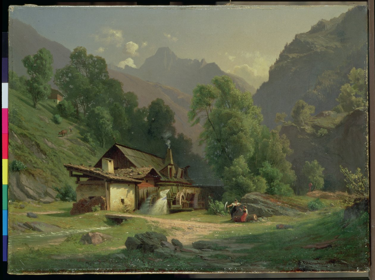 Smedehus i en dal, 1857 af Theodor Blatterbauer