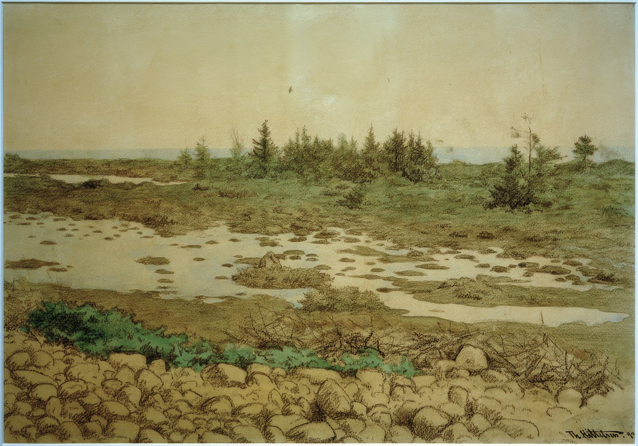 Rullesten, vand og buske af Theodor Kittelsen