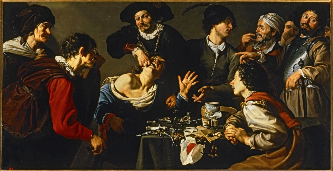 Charlatan-tandlægen ... (maleri på lærred) af Theodor Rombouts