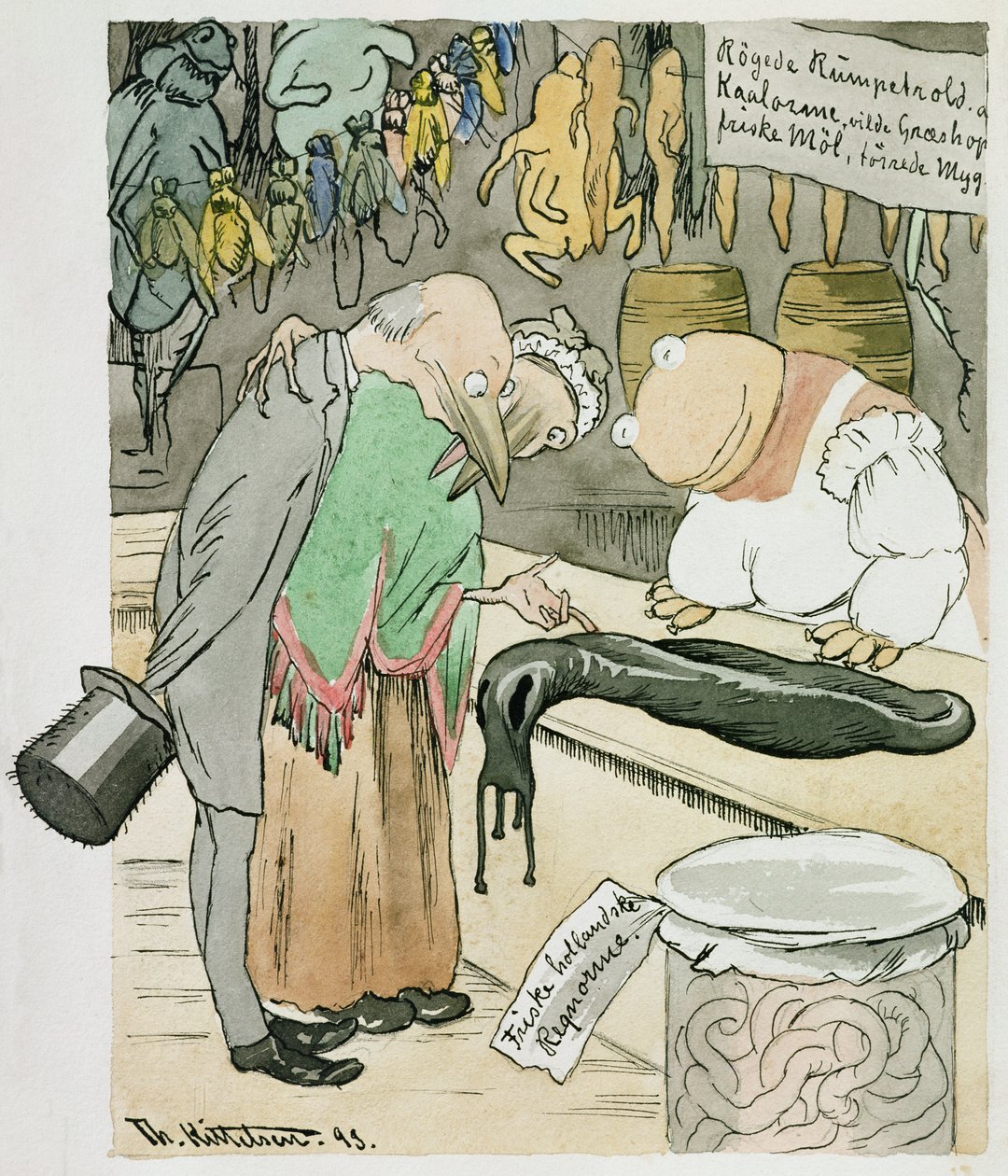 En delikatessebutik af Theodor Kittelsen