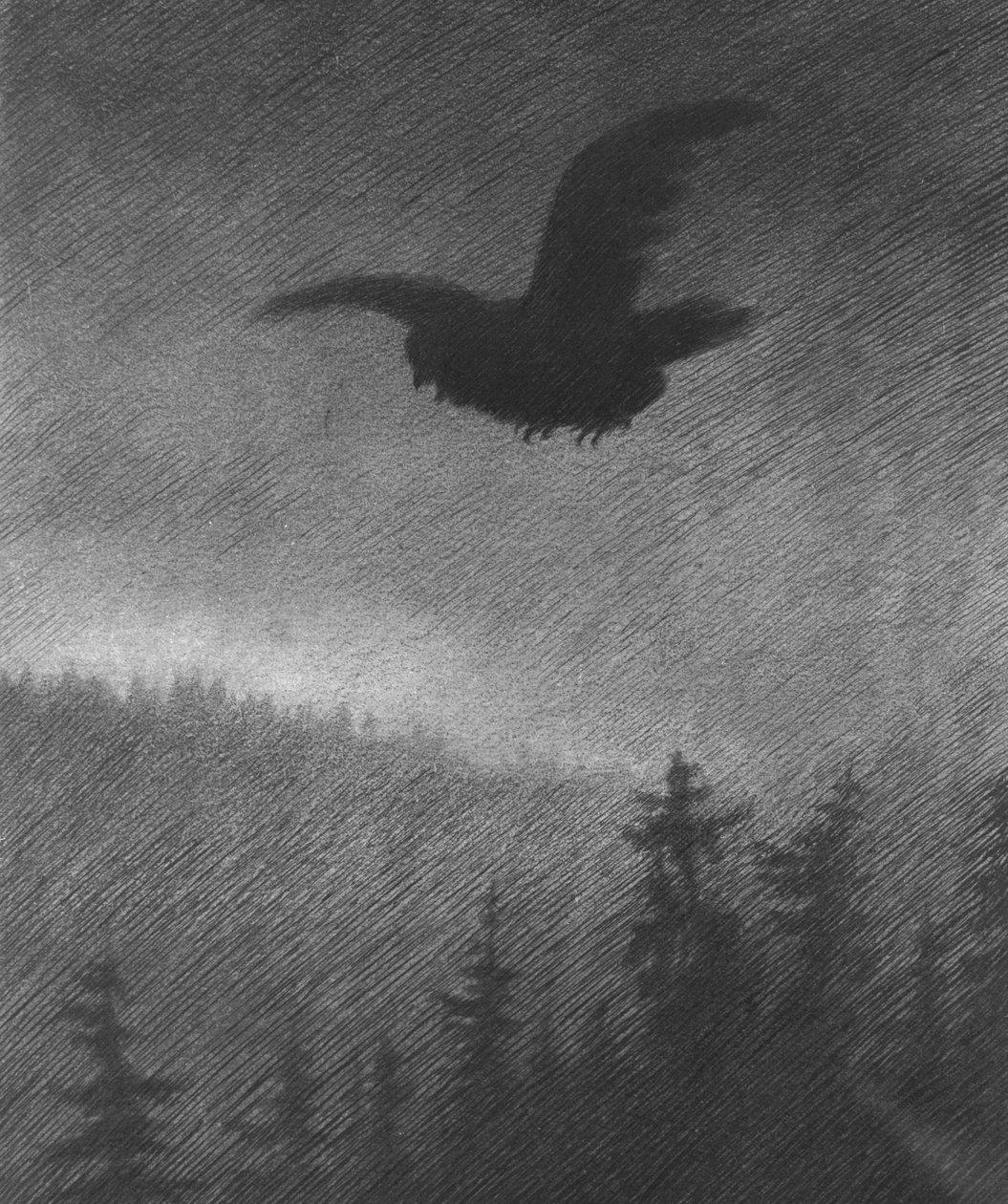 Den sorte død (tegning) af Theodor Severin Kittelsen