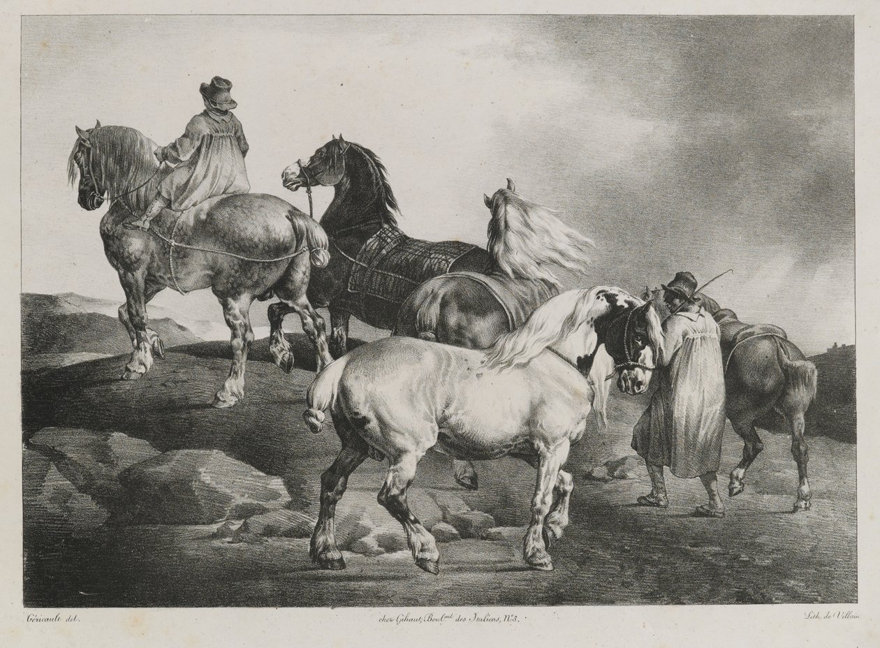 Heste bliver ført til messen, 1822 af Theodore Gericault