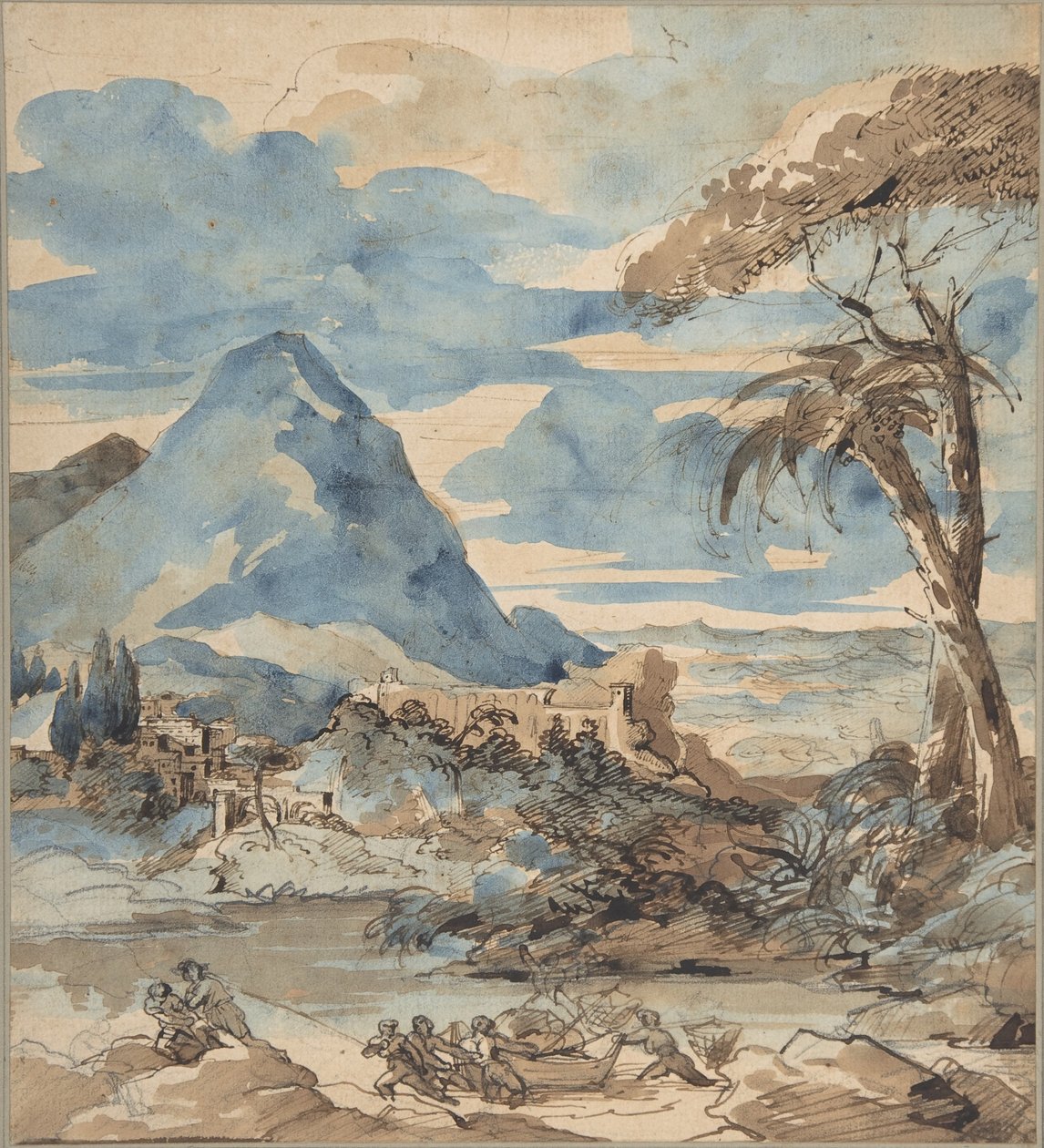 Landskab med fiskere af Theodore Gericault