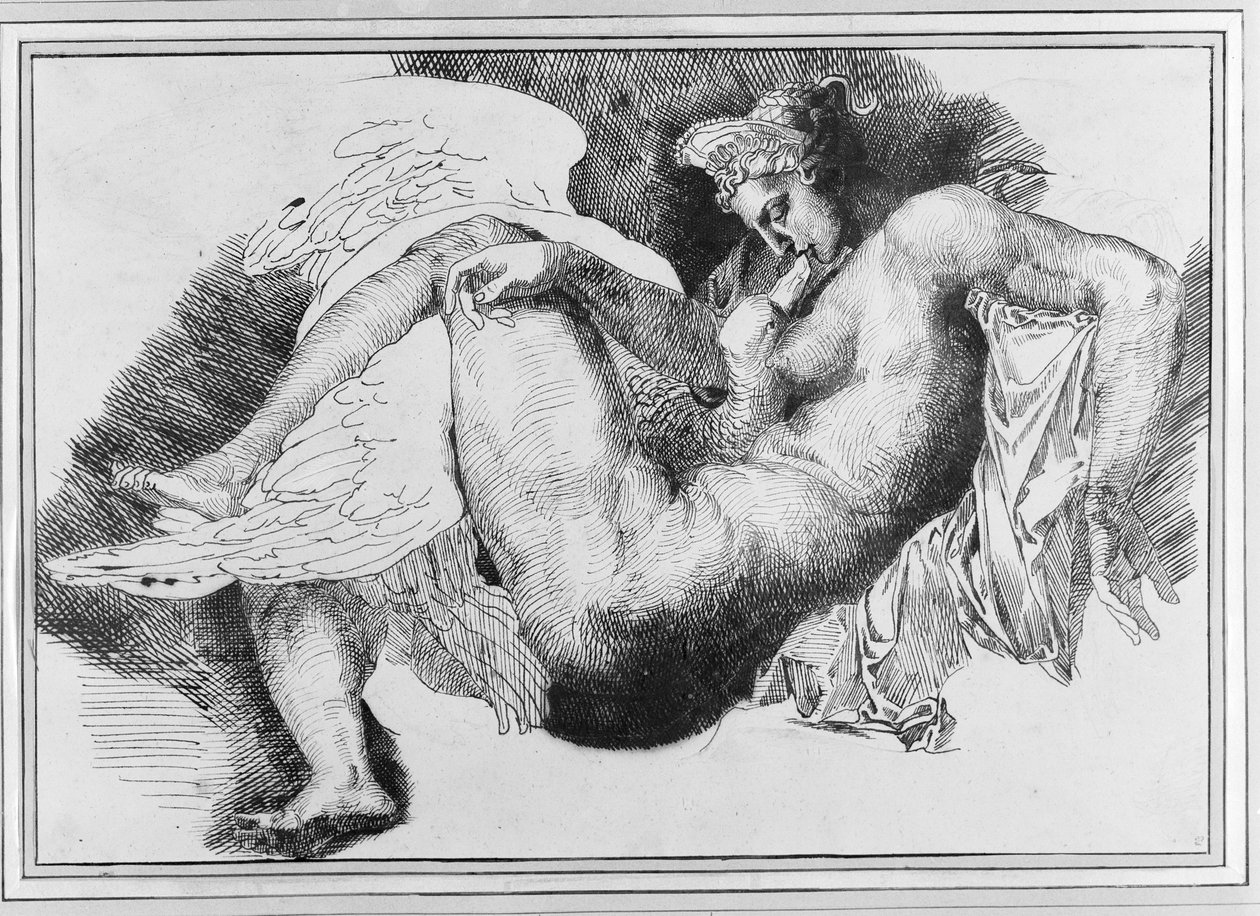 Leda, efter en tegning af Michelangelo Buonarroti (1475-1564) 1822 af Theodore Gericault