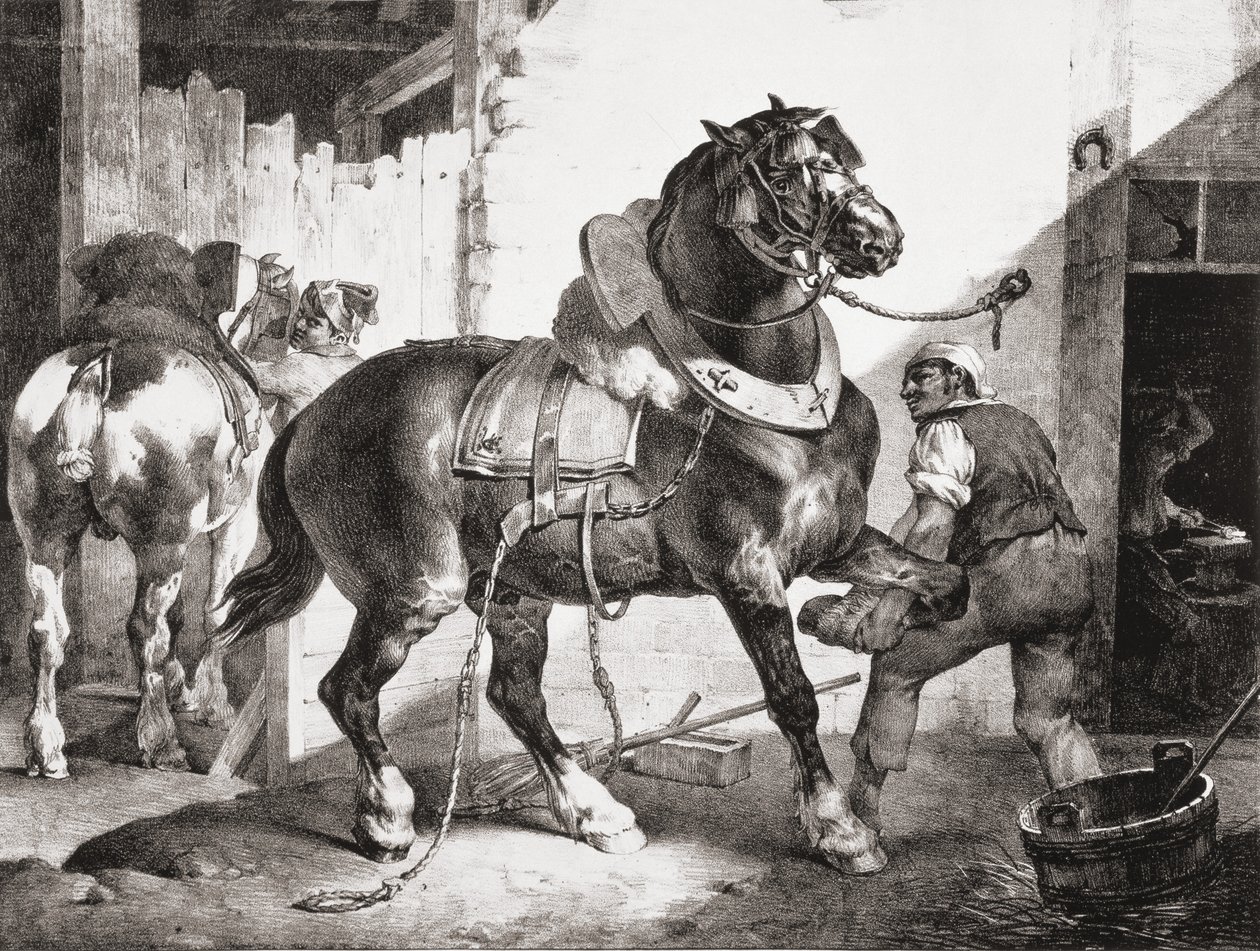 Smedjen, fra Etudes de Cheveaux, 1822 af Theodore Gericault