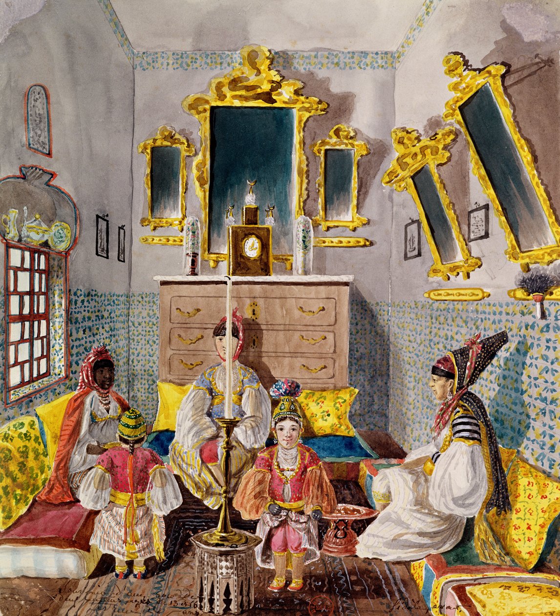 Algerisk interiør, ca. 1835 af Theodore Leblanc