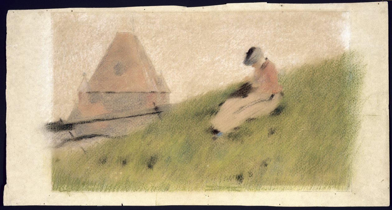 On the Cliff, ca. 1887 (pastel og kridt på papir) af Theodore Robinson