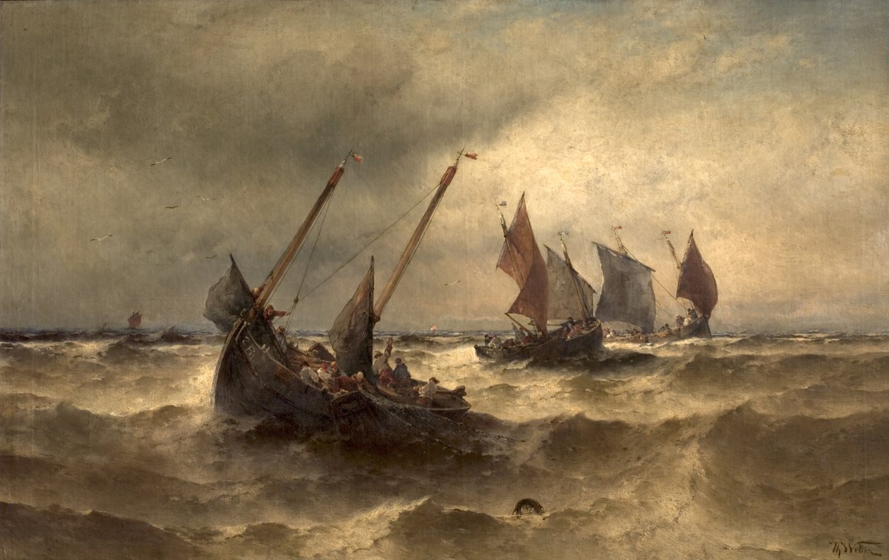 Fiskerbåde til søs af Theodore Weber