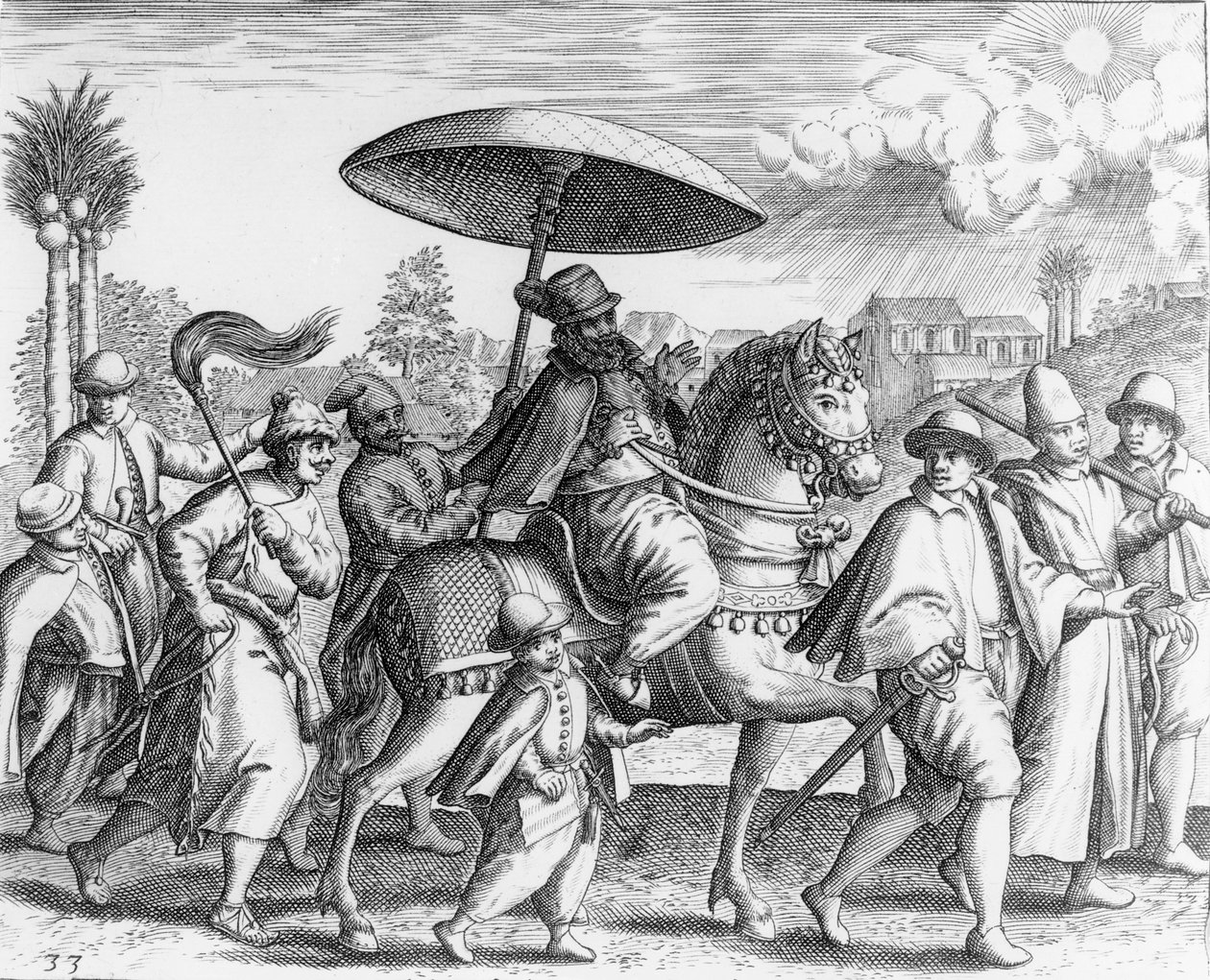 Portugisiske embedsmænd i Indien, 1599 af Theodore de Bry