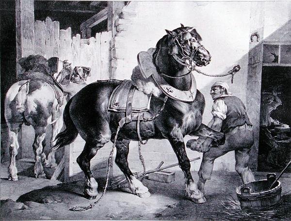 Smedjen (litho) af Theodore (after) Gericault