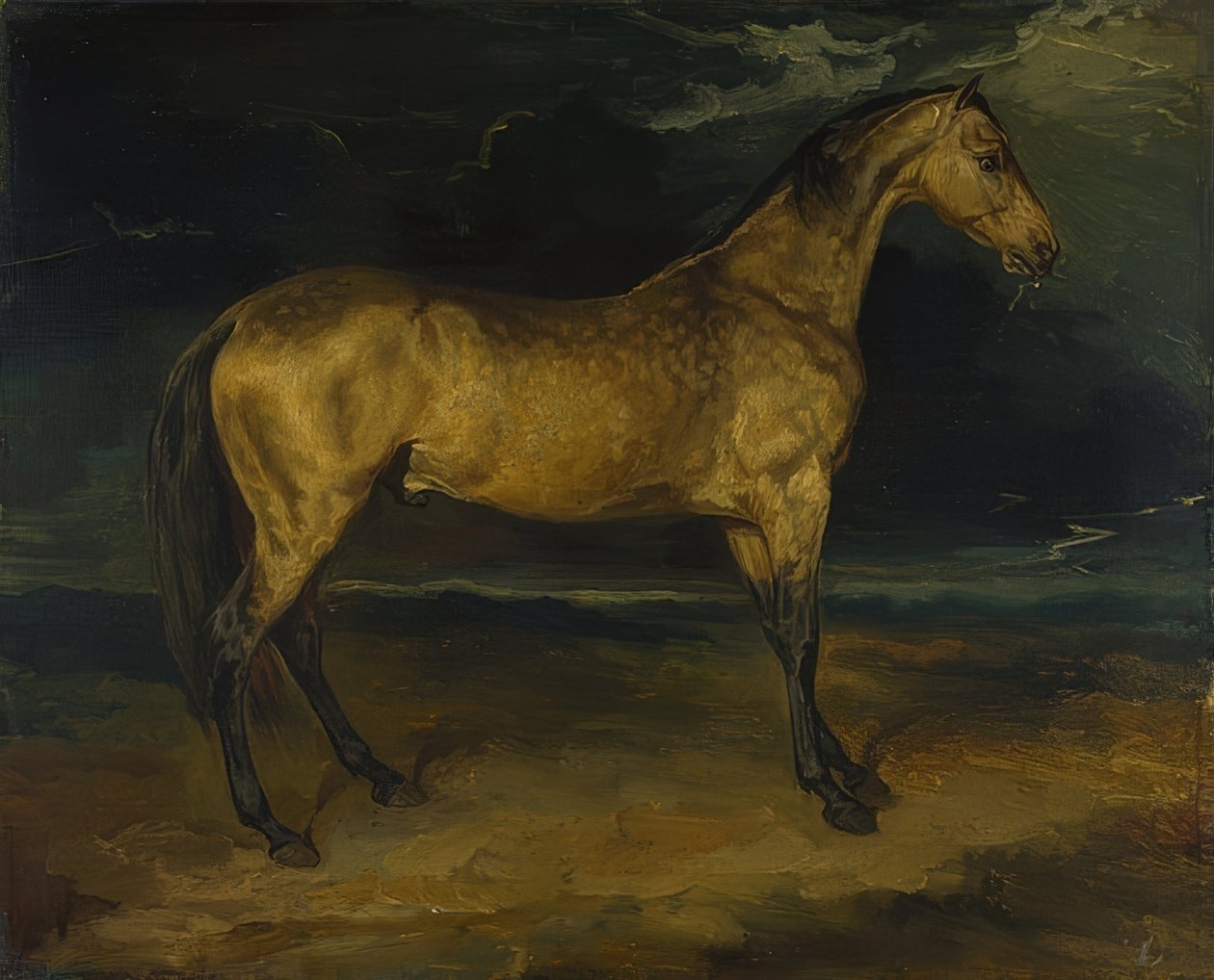 En hest i tordenvejr. Omkring 1813-14 af Theodore Gericault