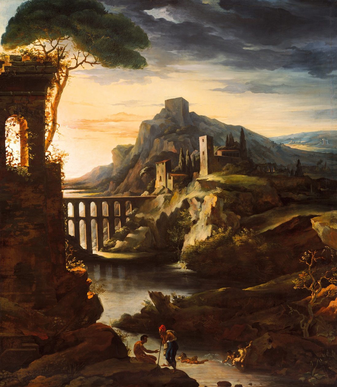 Aften: Landskab med en akvædukt, 1818. af Theodore Gericault