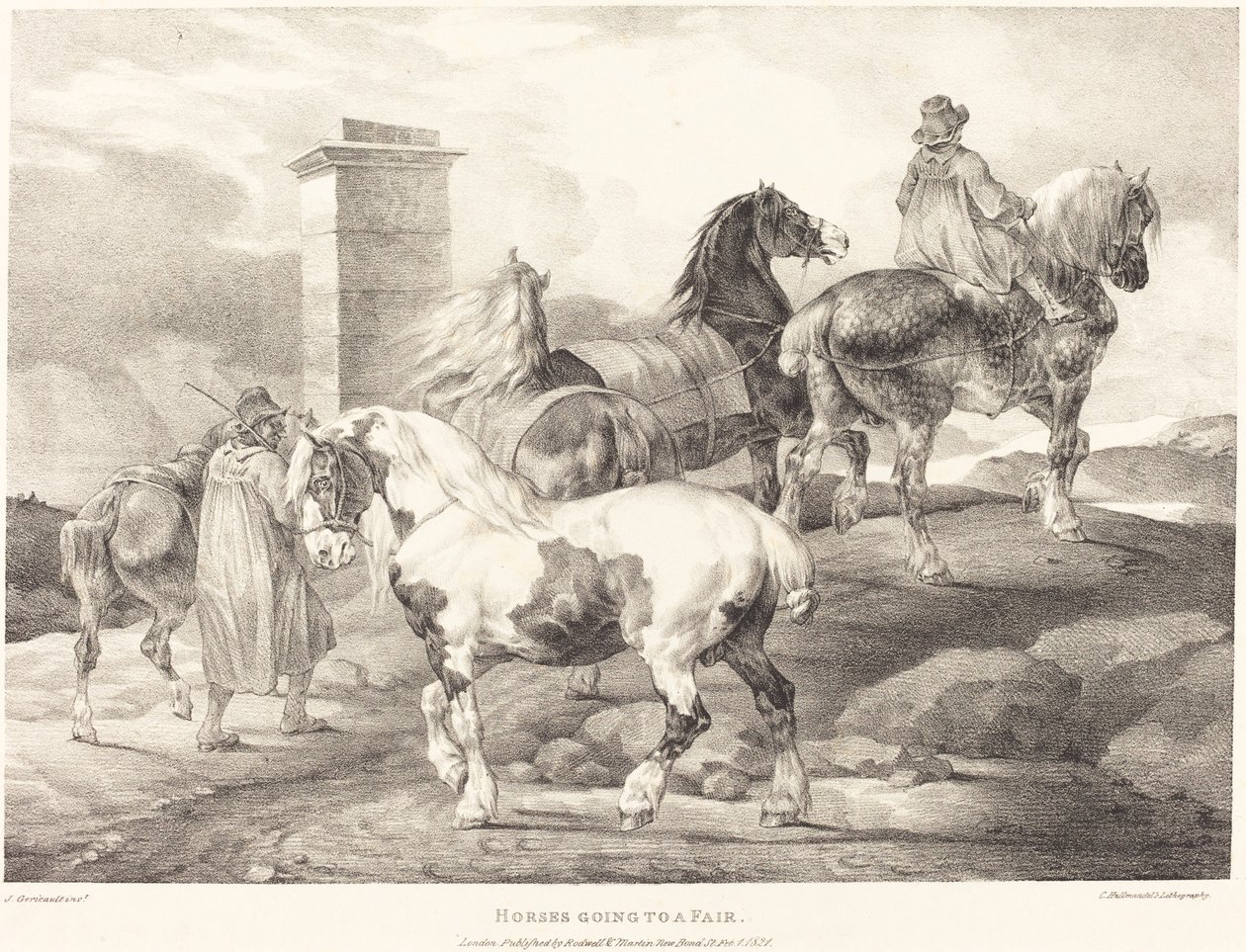 Heste på vej til messe af Theodore Gericault