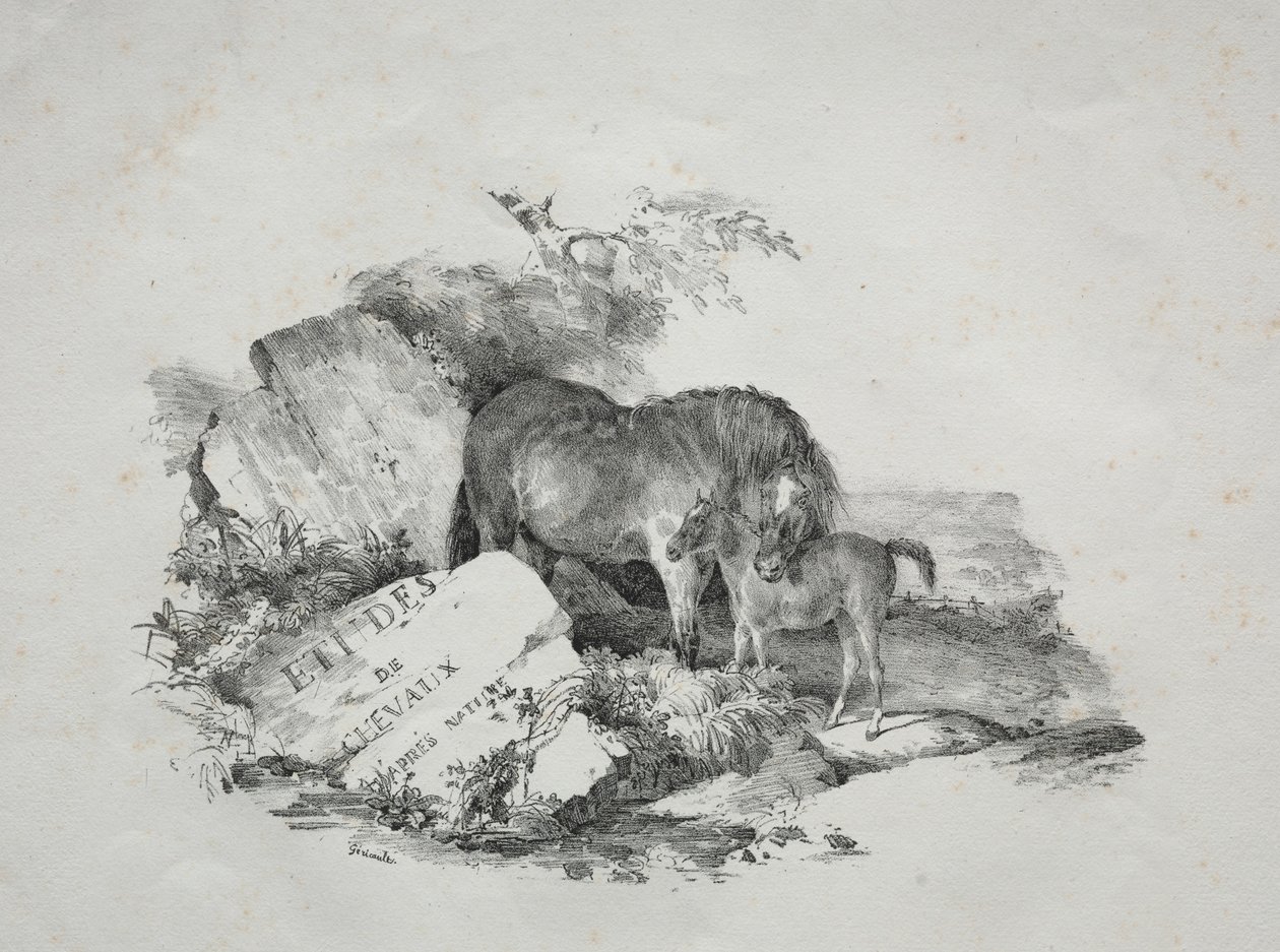 Hoppen og hendes føl. af Theodore Gericault