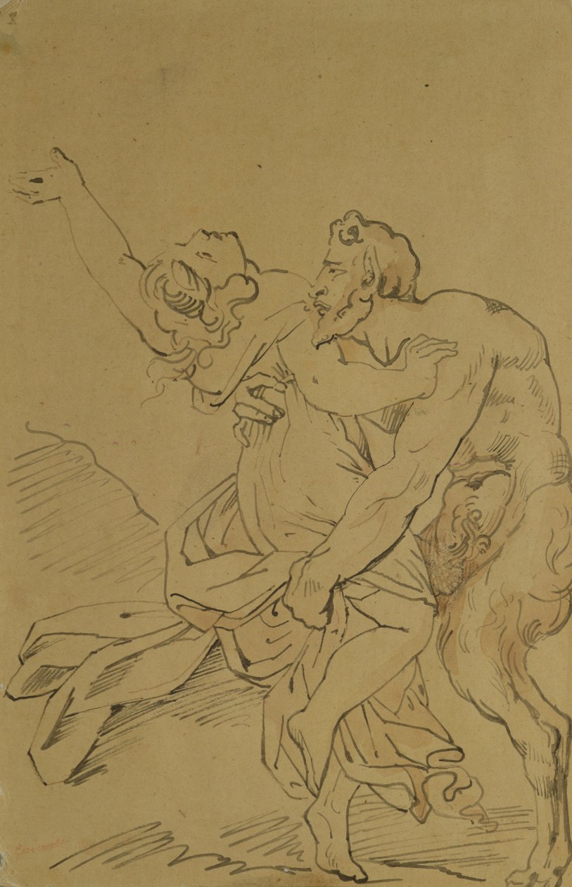 Nymfe og satyr af Theodore Gericault