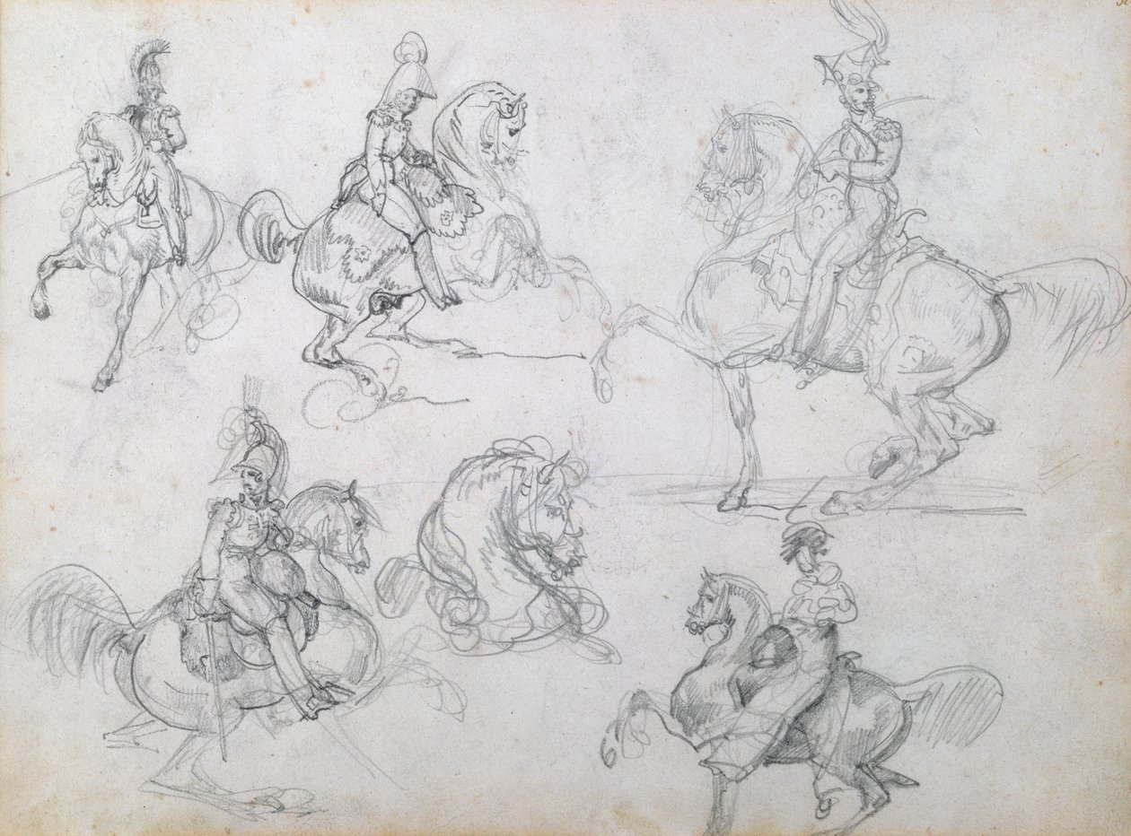 Ryttere på skridende heste af Theodore Gericault