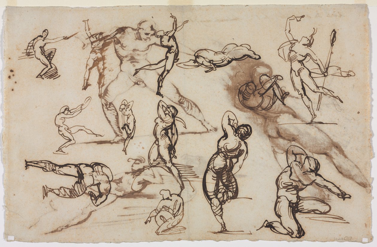 Ark med skitser (verso) af Theodore Gericault