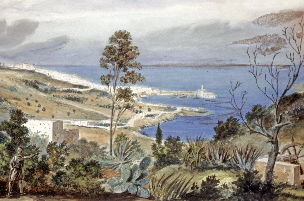 Udsigt over Algier, ca. 1835 (akvarel) af Theodore Leblanc