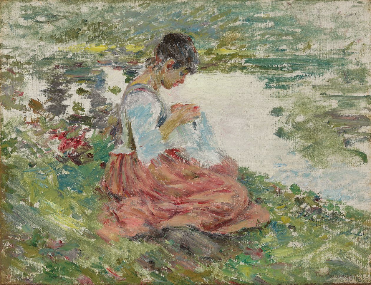 Pigesyning ved floden, ca. 1891 af Theodore Robinson