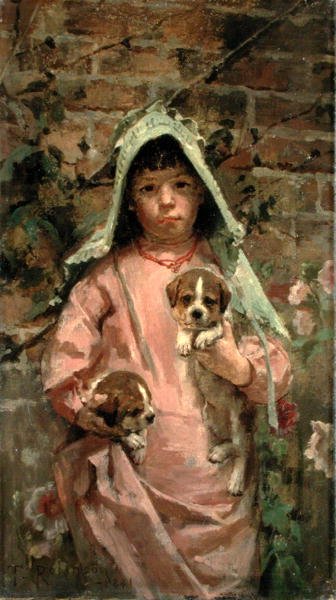 Pige med hvalpe af Theodore Robinson