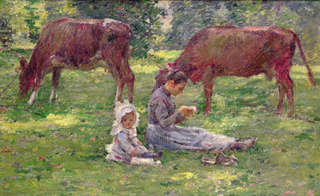 Watching the Cows (olie på lærred) af Theodore Robinson
