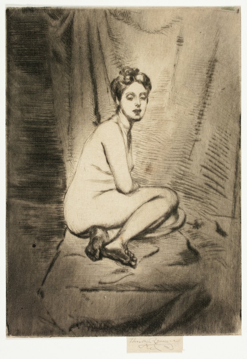 Figur af en kvinde, der sidder på huk af Theodore Roussel