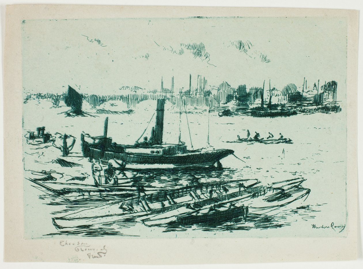Steam Launch, Chelsea Embankment af Theodore Roussel
