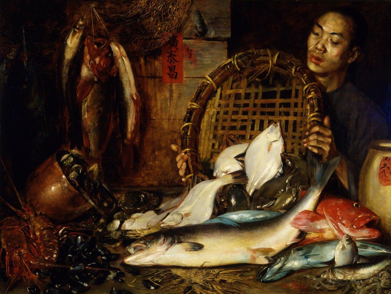 Den kinesiske fiskehandler, 1881. af Theodore Wores